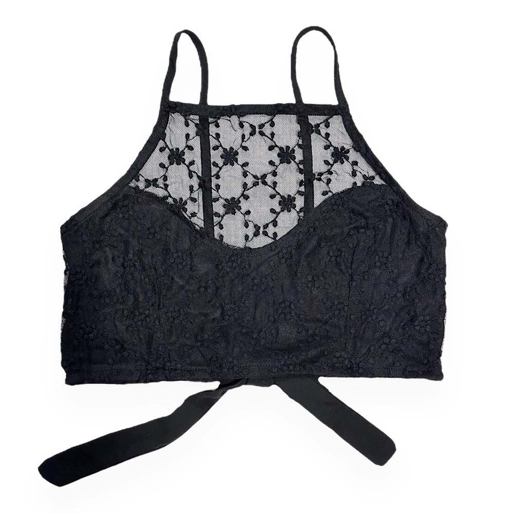 Black Lace High Neck Bralette
